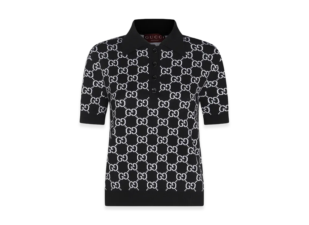 GUCCI Women's GG Reversible Polo Shirt "Black"