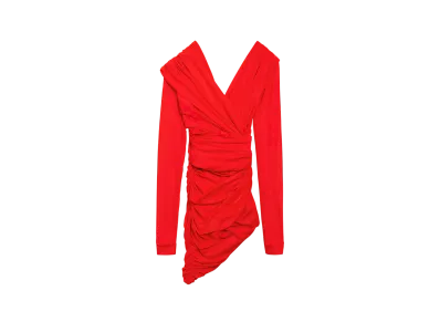 BALENCIAGA Women's Draped Dress "Red"
