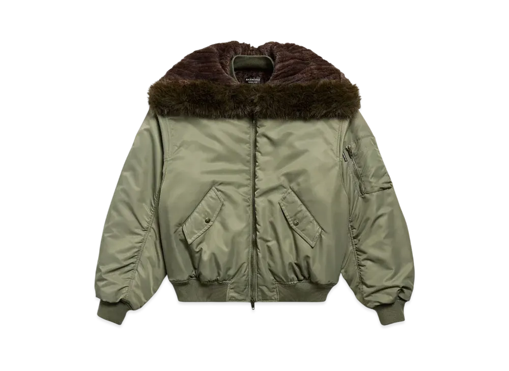 BALENCIAGA Women's Hooded Bomber Jacket "Khaki"