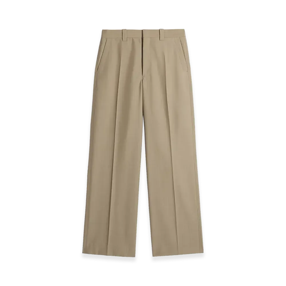 LEMAIRE Women's Poly-Wool Straight Tailored Pants "Hay Green"