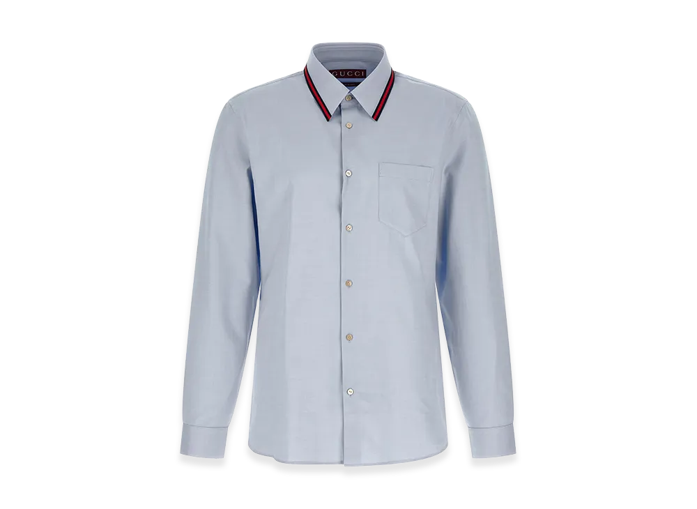 GUCCI 'Web' Collar Shirt "Light Blue"