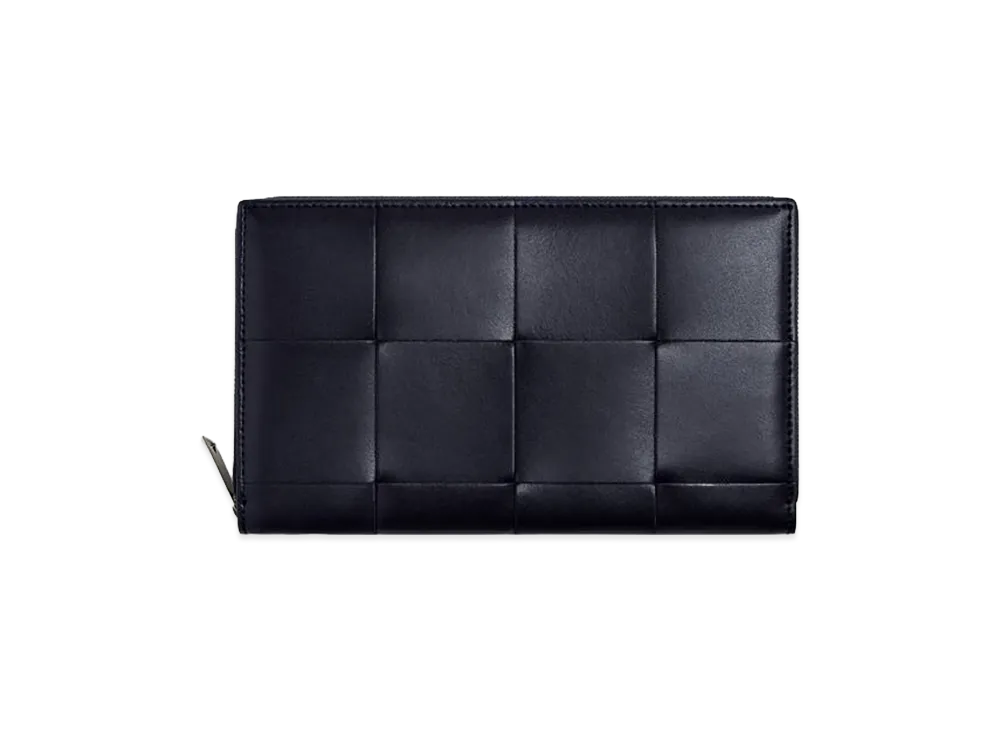 Bottega Veneta Intrecciato Zip Around Wallet "Nocturnal/Royal Blue"