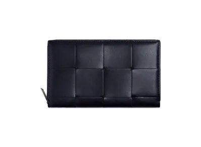 Bottega Veneta Intrecciato Zip Around Wallet "Nocturnal/Royal Blue"