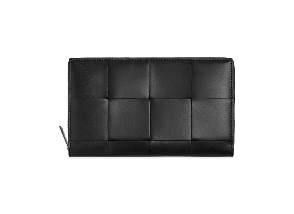 Bottega Veneta Cassette Zip Around Wallet "Black/Glass"