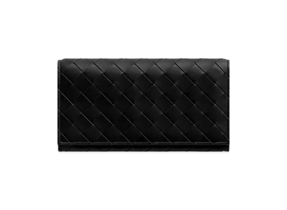 Bottega Veneta Intrecciato Long Wallet With Coin Purse "Nero"
