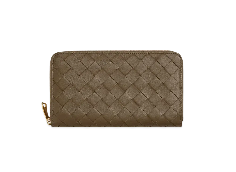 Bottega Veneta Intrecciato Zip Around Wallet "Pinecone"
