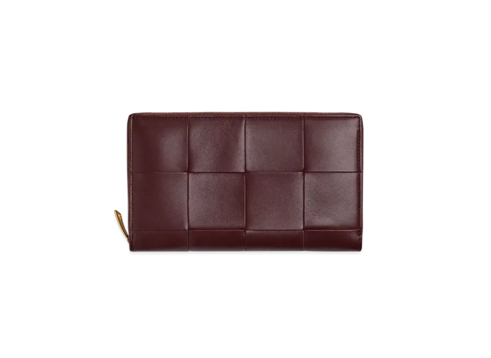 Bottega Veneta Cassette Zip Around Wallet "Madder Brown/Rosewood"