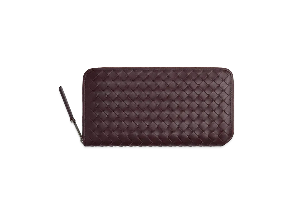 Bottega Veneta Intrecciato Piccolo Zip Around Wallet "Dark Barolo"