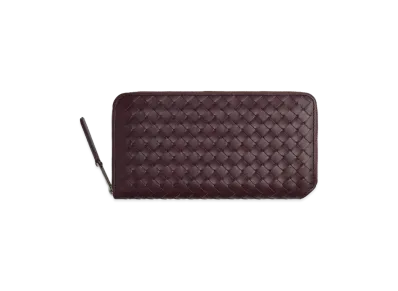 Bottega Veneta Intrecciato Piccolo Zip Around Wallet "Dark Barolo"