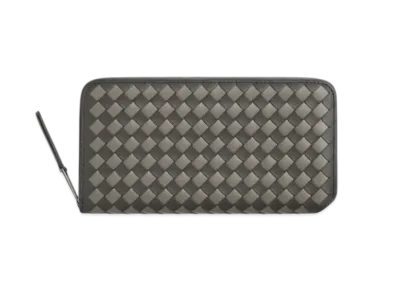 Bottega Veneta Intrecciato Piccolo Zip Around Wallet "Lapilli/Drizzle"