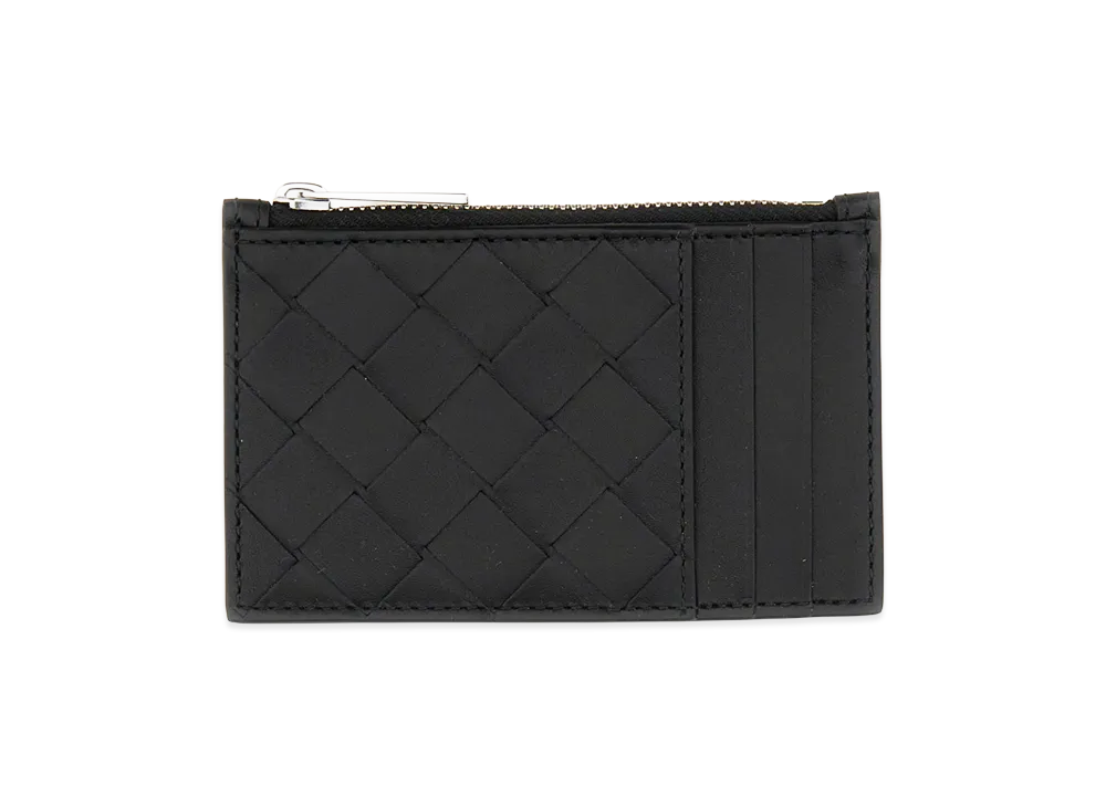 Bottega Veneta Woven Card Holder With Zipper "Black"