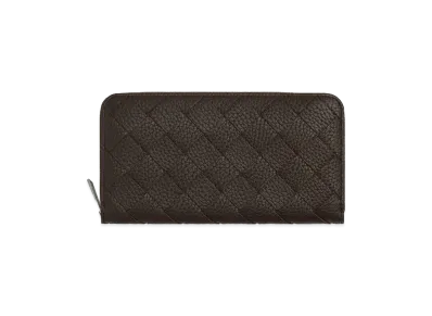 Bottega Veneta Intrecciato Zip Around Wallet "Fondente"