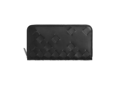 Bottega Veneta Intrecciato Zip Around Wallet "Black"