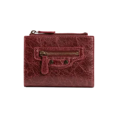 BALENCIAGA Women's Portafoglio Bifold Le City In Pelle Arena "Berry Red"