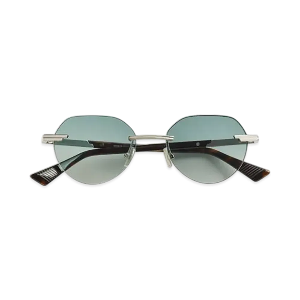 Bottega Veneta Glayz Rimless Sunglasses "Silver/Green"