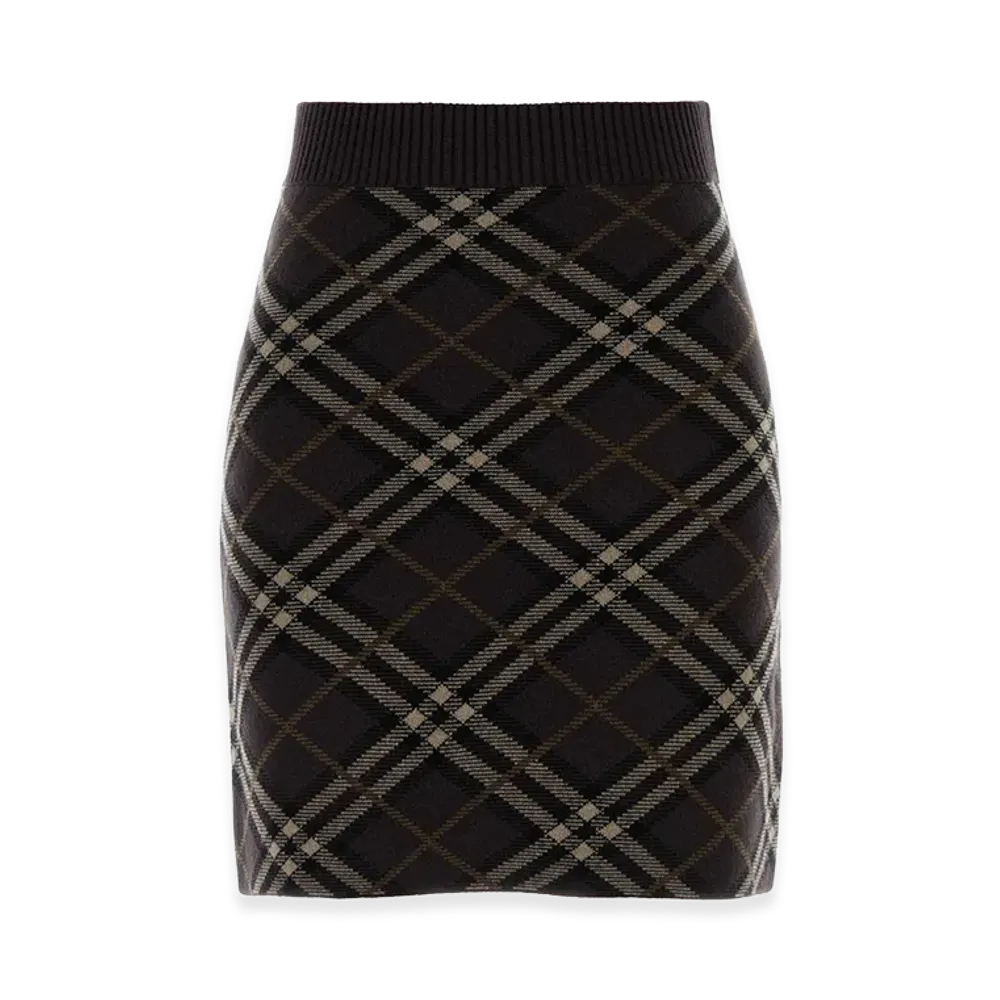 Burberry Women's Embroidered Stretch Wool Blend Mini Skirt "Brown"