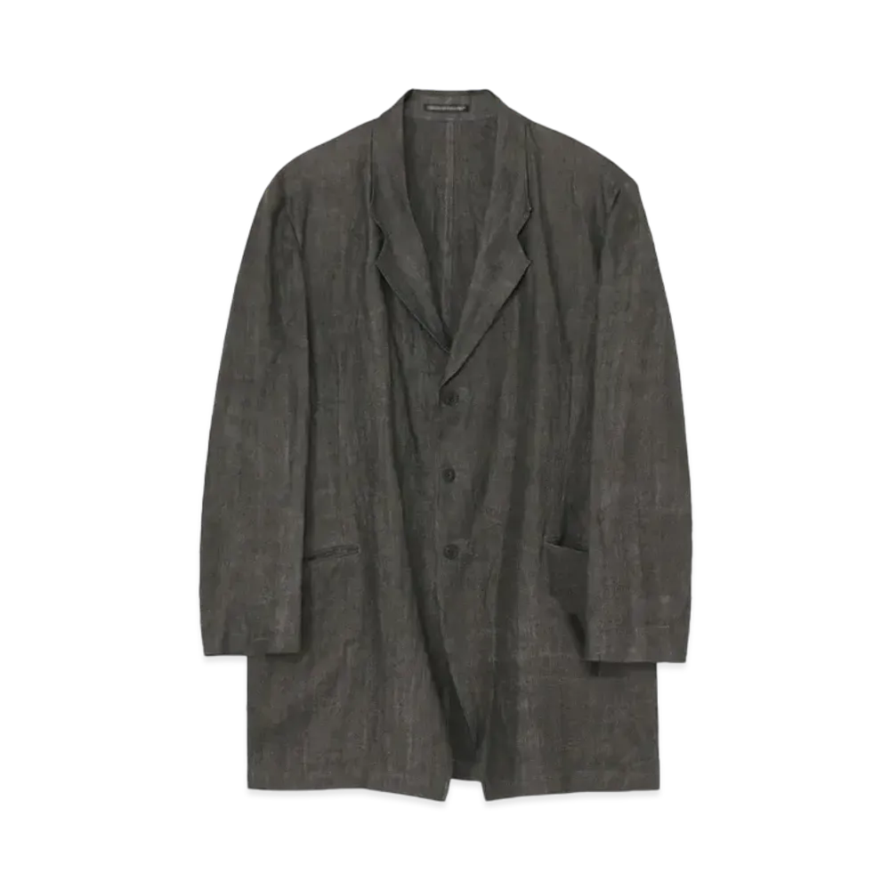 Yohji Yamamoto POUR HOMME Ink Dyed Twill Single Lapel Switching JKT "Black" HS-J08-300-1S24