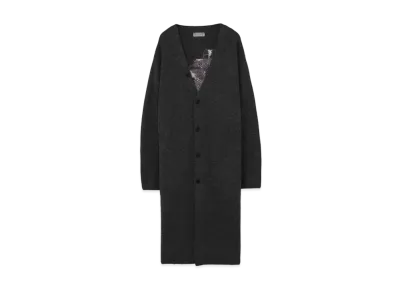 Yohji Yamamoto Pour Homme 7G FLOWER INTERSIA FLORAL LONG CARDIGAN "Purple"