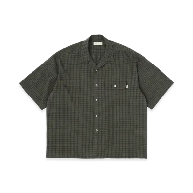 SEDAN ALL-PURPOSE Dobby Plaid Open Collar S/S Shirt "Olive/Brown"