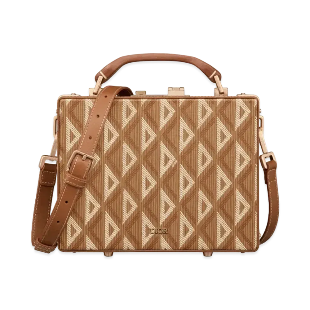 Dior Lock Case CD Diamond Canvas "Coffee"