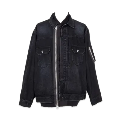 sacai Denim x Nylon Twill Jacket "Black"
