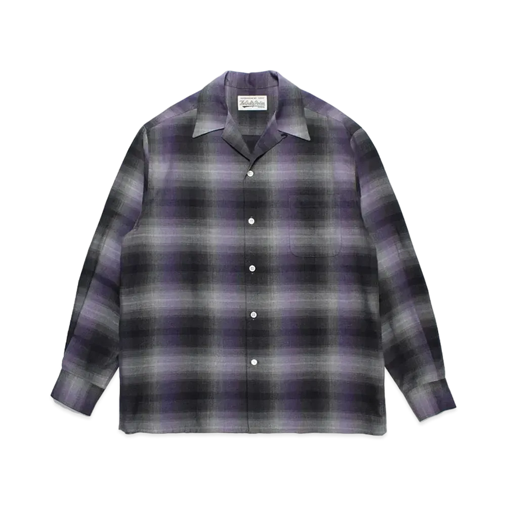 WACKO MARIA Check Open Collar Shirt "Purple"