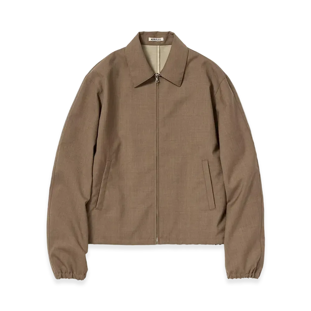 AURALEE Bonded Tropical Wool Zip Blouson "Top Brown"