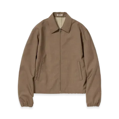 AURALEE Bonded Tropical Wool Zip Blouson "Top Brown"