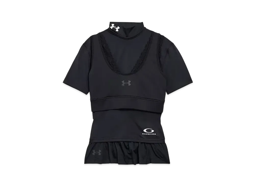 BALENCIAGA x Under Armour Women's Crewneck Layered Short Sleeve Top "Black"