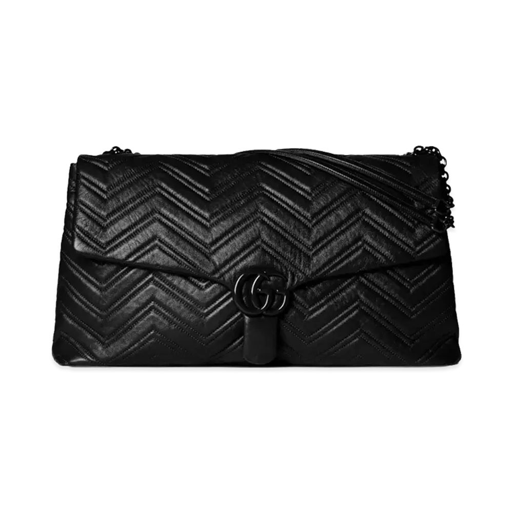 GUCCI Women's Leather Maxi GG Marmont Shoulder Bag "Black"