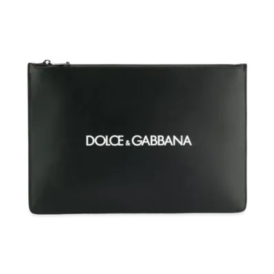Dolce&Gabbana Document Case Calfskin Print Logo "Black"