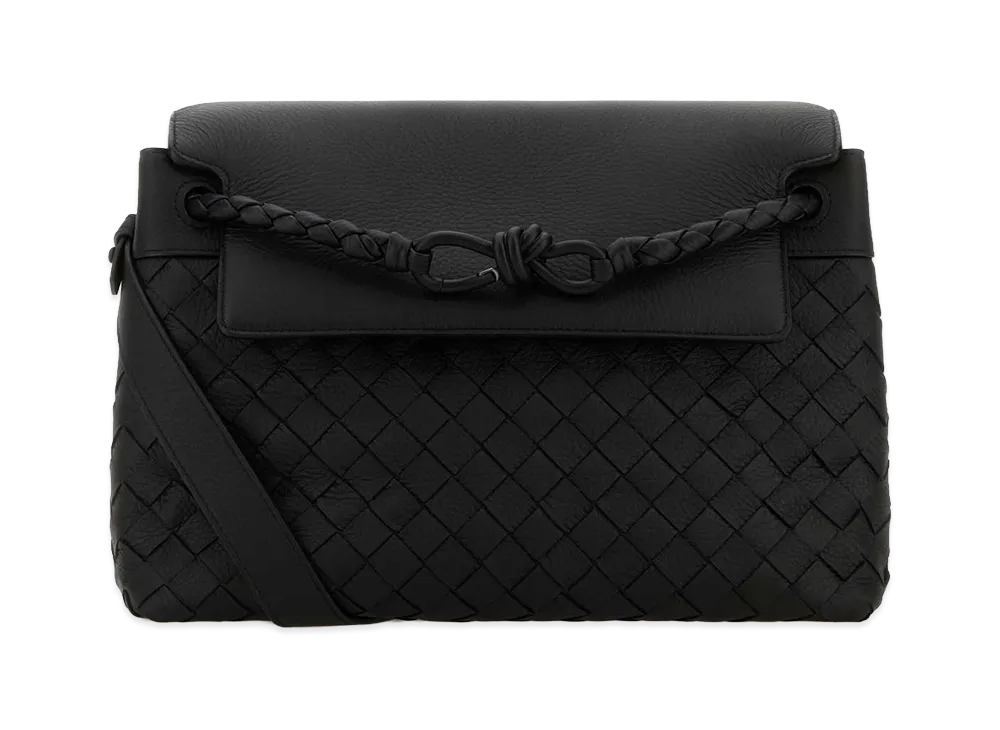 Bottega Veneta Leather Small Andiamo Crossbody Bag "Black"