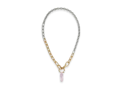 Bottega Veneta Ellipse Chain Necklace "Pink Quartz"