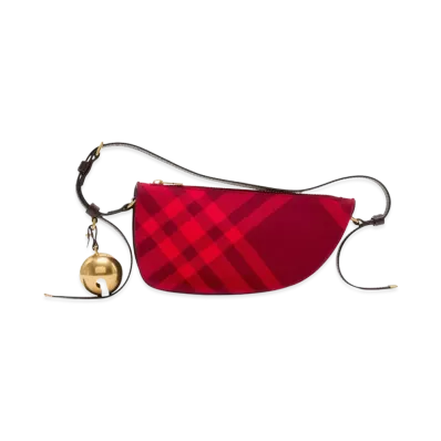 Burberry Women's Embroidered Canvas Mini Shield Shoulder Bag "Red"