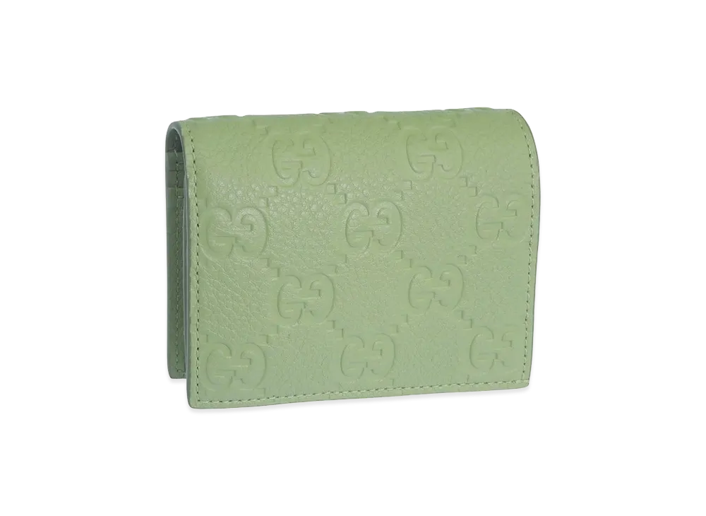 GUCCI Women's Card Case/Bifold Wallet Compact Leather "Green"