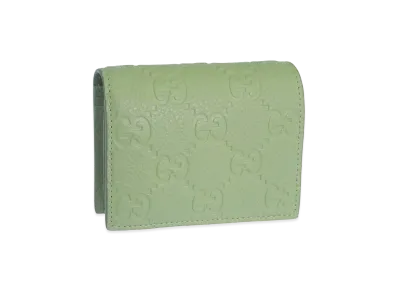 GUCCI Women's Card Case/Bifold Wallet Compact Leather "Green"