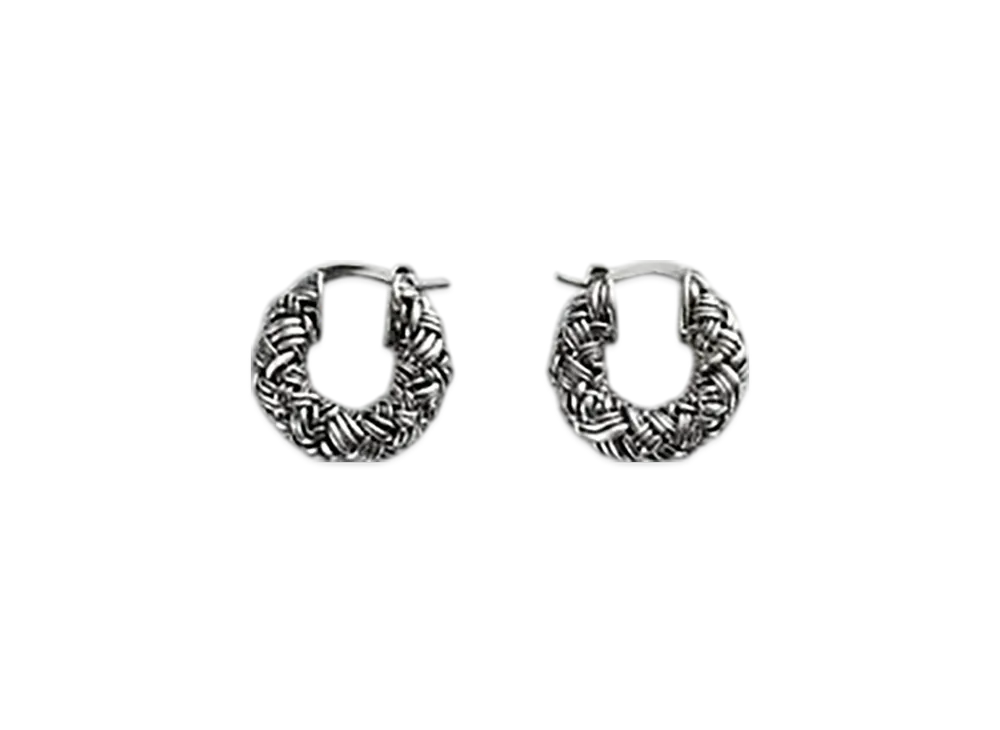 Bottega Veneta Intreccio Hoop Earrings "Silver"