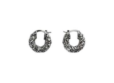 Bottega Veneta Intreccio Hoop Earrings "Silver"