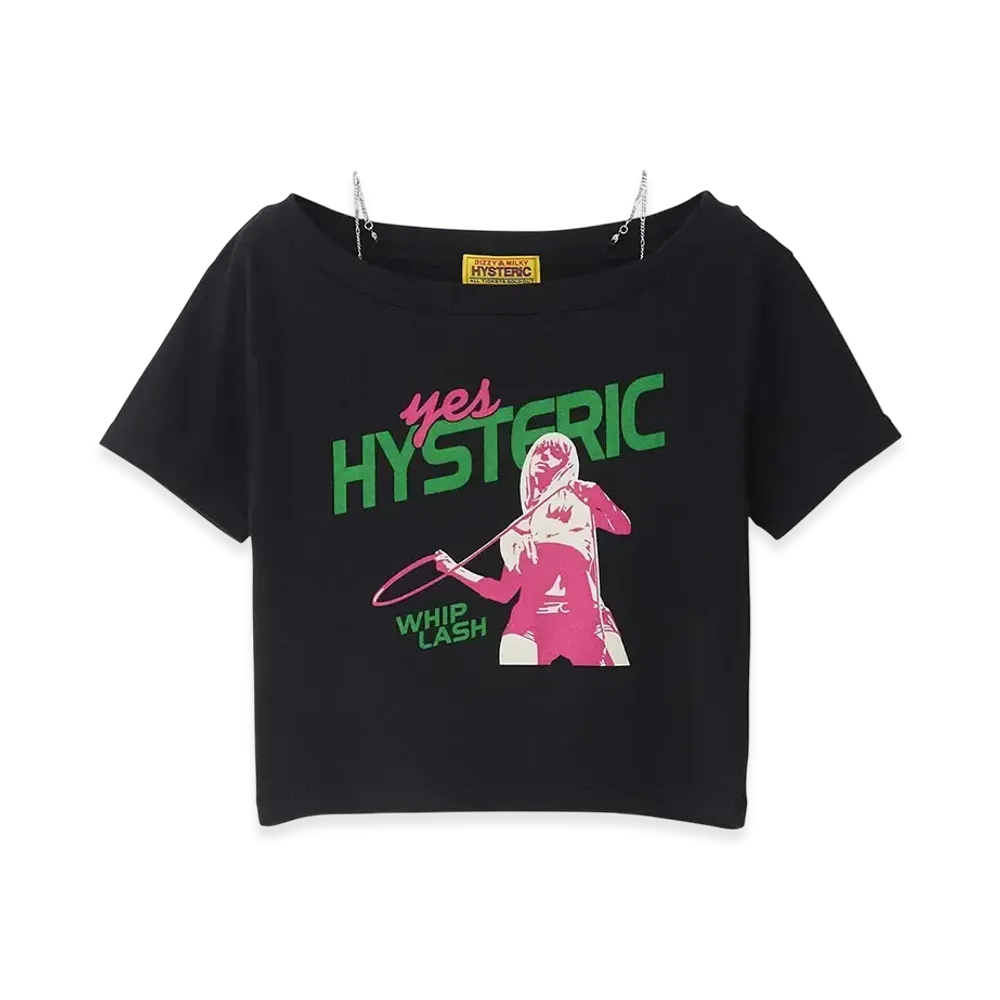 HYSTERIC GLAMOUR Whip Lash Short T-shirt "Black"