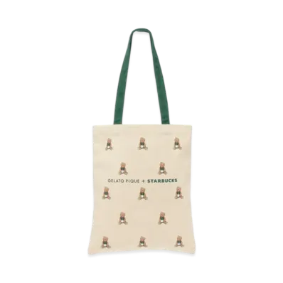 STARBUCKS x GELATO PIQUE Bear Pattern Tote Bag "Ivory"