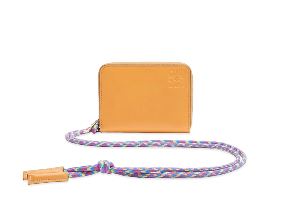LOEWE Zip 6 Card Holder In Classic Calfskin "Honey/Multicolor"