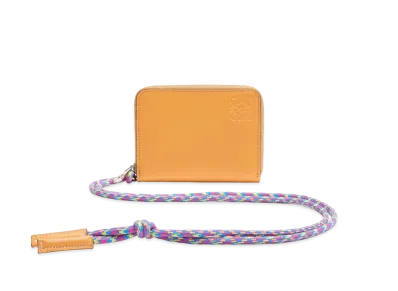 LOEWE Zip 6 Card Holder In Classic Calfskin "Honey/Multicolor"