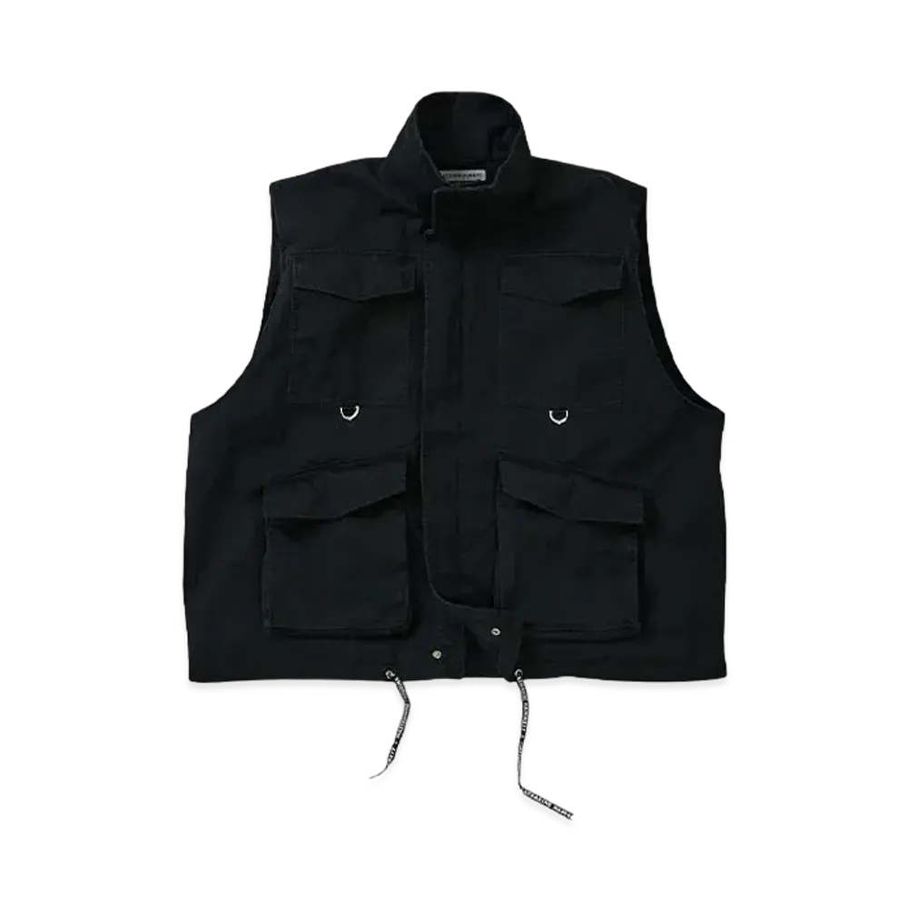 MASTERMIND x KATHARINE HAMNETT ASYMMETRY POCKET HIGH NECK NO SLEAVED JK "BLACK"