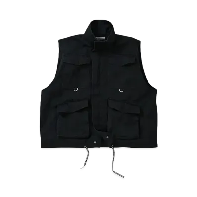 MASTERMIND x KATHARINE HAMNETT ASYMMETRY POCKET HIGH NECK NO SLEAVED JK "BLACK"