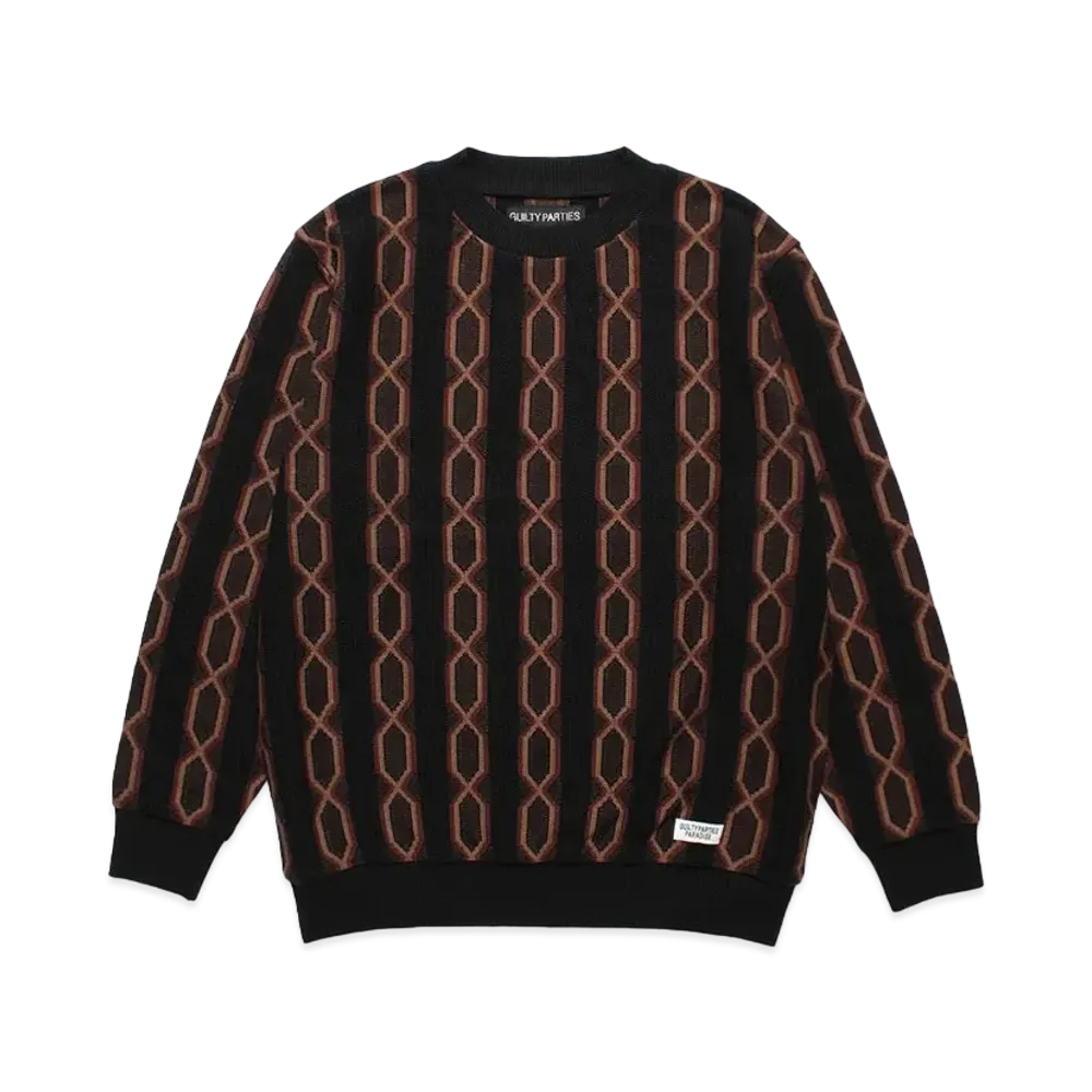 WACKO MARIA Striped Jacquard Knit Sweater (Type-2) "Black"