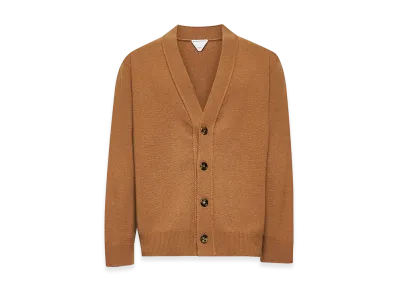Bottega Veneta Stretch Cashmere Blend Cardigan "Camel"