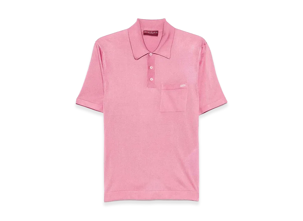 GUCCI Silk Polo Shirt "Pink"