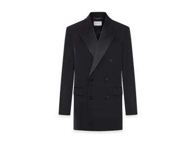 Saint Laurent Women's Double-Breasted Wool Tuxedo Jacket "Black"