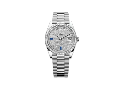 ROLEX Day-Date 40mm Platinum Diamond 228396TBR "Pave diamonds/Sapphire"