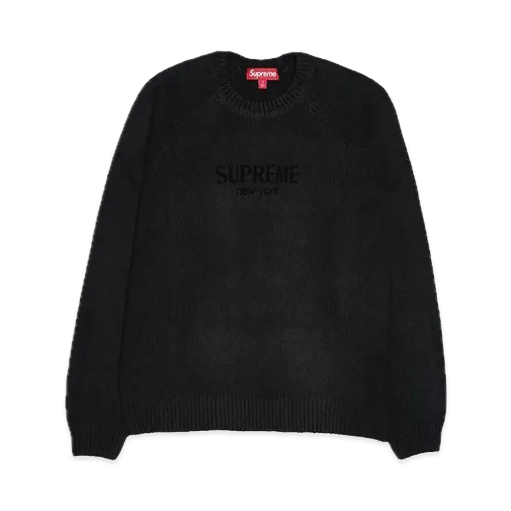 Supreme Flocked Logo Sweater "Black"
